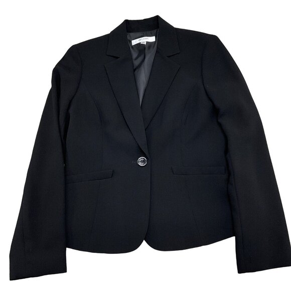 Jones Studio Blazer Women 6 Black Suit Jacket Classic Career Poly VTG NWT‎ - Picture 1 of 11